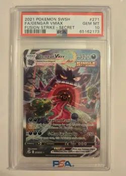 PSA 10 Pokemon Gengar VMAX Holo Alternative Art 271/264 Fusion Strike TCG Card - Image 1