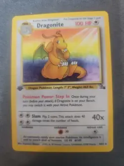 Pokemon TCG Dragonite 1st Edition Holo Rare Card 4/62 HP Scratched - Image 1