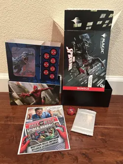 Magic MtG SPIDER-MAN - Empty Bundle Box ** No Packs** Basic Lands And Dice Only - Image 1