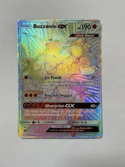Pokemon TCG Buzzwole GX Holo Secret Rare Card Crimson Invasion 115/111 - Image 1