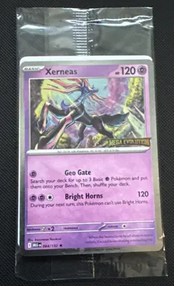 Pokemon 064/132 Xerneas Sealed Rare Holo Promo Stamped Card Mega Evolution - Image 1
