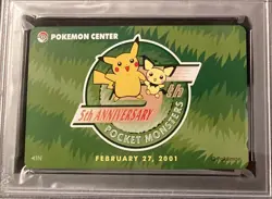 2001 Japanese Pokemon Center 5th Anniversary Phone Card Pikachu & Pichu - PSA 10 - Image 3