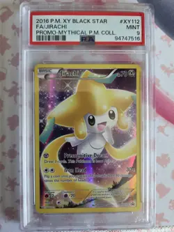 Pokemon F.A./Jirachi Holo Black Star Promo Card XY112 PSA 9 Graded - Image 1
