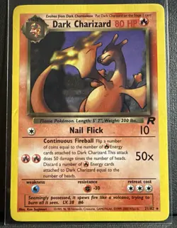 Dark Charizard 21/82 Team Rocket 2000 Rare Regular Pokemon TCG Ungraded Card - Image 1