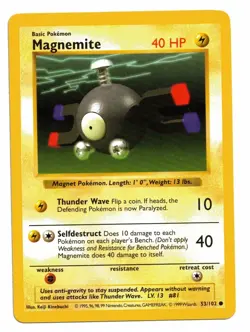 Pokemon Card: Magnemite 53/102 Base Set Shadowless Rare! EXC - Image 1