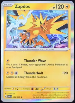 Pokemon TCG Zapdos 065/167 2024 Twilight Masquerade Holo Rare Card - NM - Image 1