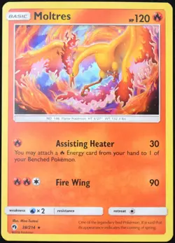 Pokemon TCG Moltres 38/214 2018 Lost Thunder Cracked Ice Holo Rare Card - LP - Image 1