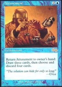 Moderatly Played, English - 1 x MTG Attunement Urza's Saga - Image 1