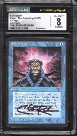 MTG Magic the Gathering Ice Age Brainstorm Signed Christopher Rush CGC JSA 8 bgs - Image 1