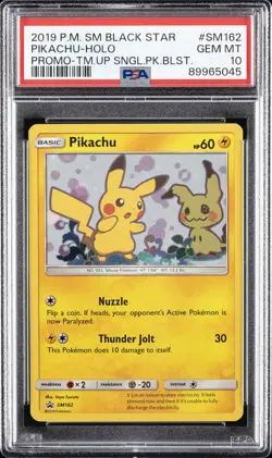 2019 POKEMON SM BLACK STAR PROMO #SM162 PIKACHU-HOLO PSA 10 - Image 1