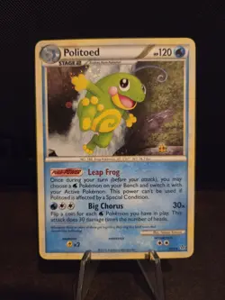 Pokemon TCG Politoed 7/95 Holo Rare HGSS Unleashed 🌟SWIRL🌟 2010 - Image 2