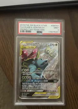 Celebi & Venusaur GX #SM167 Pokemon Tag Team Promo PSA 9 - Image 1