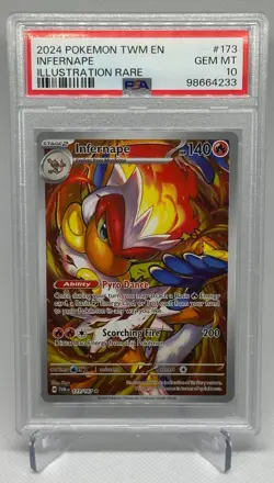 2024 POKEMON TWM EN-TWILIGHT MASQUERADE ILLUSTRATION RARE #173 INFERNAPE PSA 10 - Image 1