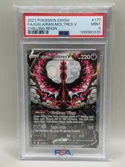 Pokemon Chilling Reign Galarian Moltres V Alternative Art 177/198 - PSA 9 - Image 1