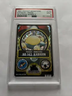 PSA 9 MINT KABIGON “SNORLAX” 143 PRISM POKEMON JAPANESE 1997 SEALDASS SERIES 2 - Image 1