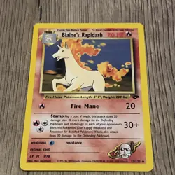 Blaine's Rapidash 33/132 Uncommon Gym Challenge Pokemon Card WOTC TCG - Image 1
