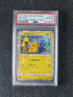 PSA 10 Japanese Pikachu Promo 179/SM-P Card Friendly Shop 2017 Gem Mint Pokemon - Image 1