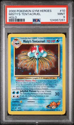 Pokemon TCG Card Misty's Tentacruel Gym Heroes 10/132 Unlimited Holo Rare PSA 9 - Image 1