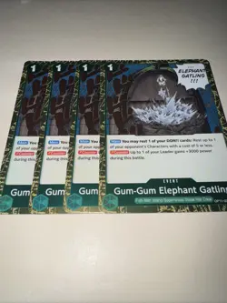 One Piece Card Game Gum-Gum Elephant Gatling OP11-038 Rare X4 Playset English - Image 4