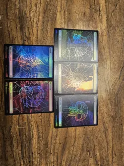Spiderman Full Art Foil Basic Land Set of 5 - SPM MTG NM From Collector Set! - Image 1