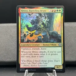 NM Foil Rhino, Barreling Brute, MTG, Marvel's Spider-Man, Magic, 140 - Image 1