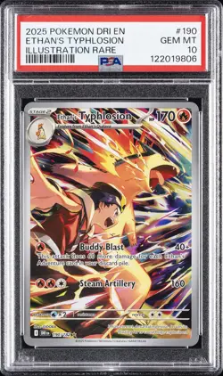 2025 POKEMON DRI EN-DESTINED RIVALS ILLUSTRATION RARE ETHAN'S TYPHLOSION PSA 10 - Image 1