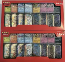 2 Pokemon TCG Prismatic Evolutions Costco 8 Mini-Tin Bundle New Sealed - Image 1