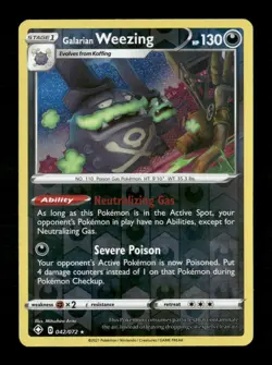 Galarian Weezing Reverse Holo Holo Rare Shining Fates 042/072 LP Pokemon LP - Image 1