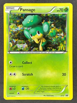 Pokemon Pansage Confetti Holo 2/12 McDonald's Collection 2012 LP - Image 1