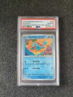 PSA 10 Squirtle 007/165 Rev Holo Mew EN Pokemon Center 151 UPC Pre Order Promo - Image 1