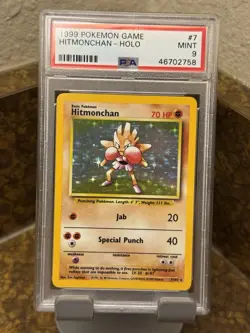 1999 Pokemon TCG Hitmonchan WOTC 7/102 Base Set Holo Rare PSA 9 - Image 1