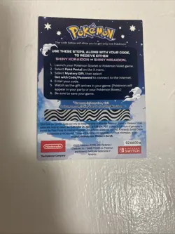 Shiny Miraidon Koraidon Code GameStop Pokemon Promo NM Not Scratched - Image 2