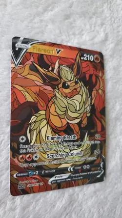 Pokemon Stained Glass Mosaic Flareon V Illustration Immersive Art Card Textured - Image 3