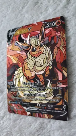Pokemon Stained Glass Mosaic Flareon V Illustration Immersive Art Card Textured - Image 4