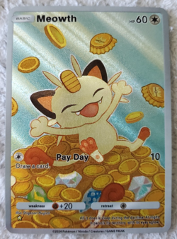 ~ Pocket Pokemon Meowth Pay Day Illustration Immersive Textured Art Card HOLO ~ - Image 1