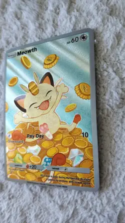 ~ Pocket Pokemon Meowth Pay Day Illustration Immersive Textured Art Card HOLO ~ - Image 3