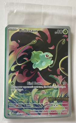 Pokemon TCG Mega Evolutions Stamped Promo Card - Bulbasaur 133/132 - NM - SEALED - Image 1