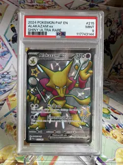 2024 POKEMON PAF EN-PALDEAN FATES SHINY ULTRA RARE #215 ALAKAZAM EX PSA 9 Card - Image 1