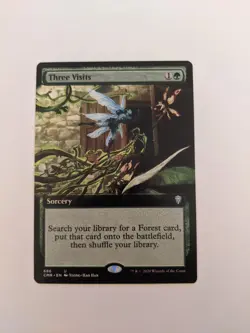 MTG English Magic EXTENDED ART Card Near Mint THREE VISITS, Commander Legends - Image 1