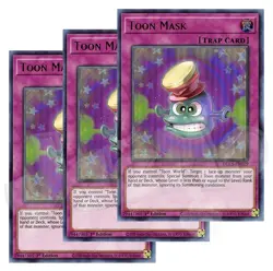 Yugioh - Toon Mask x 3 - 1st Edition Ultra Rare Green NM - Free Holo Card - Image 1
