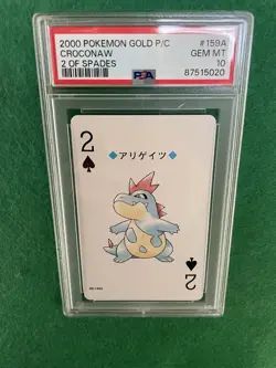Croconaw 2 of Spades Poker Deck Playing Card PSA 10 Pokemon Gold Ho-oh Back - Image 1