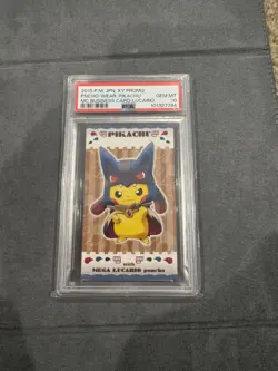 Poncho-Wearing Pikachu Lucario Pokemon 2015 MC Business Card Japanese PSA 10 - Image 1