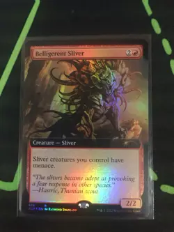 MTG Magic The Gathering Belligerent Sliver Ext. Art Foil Secret Lair Commander - Image 1