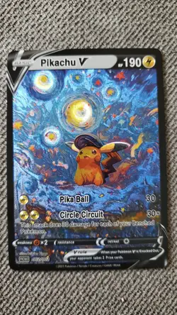 ART CARDS Pokemon Pikachu V Starry Night Van Goh Illustration Immersive Textured - Image 2