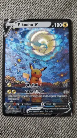 ART CARDS Pokemon Pikachu V Starry Night Van Goh Illustration Immersive Textured - Image 3