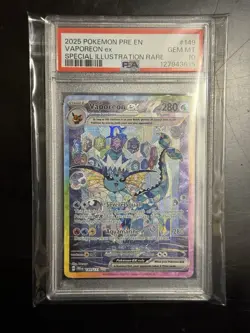 2025 POKEMON PRE EN-PRISMATIC EVOLUTIONS #149 VAPOREON EX PSA 10 - Image 1
