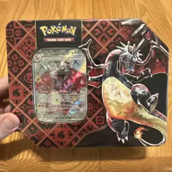 Scarlet and Violet Paldean Fates Charizard Tin Factory Sealed Pokemon TCG - Image 1