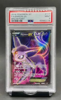 PSA 9 Espeon EX #117 Full Art 2016 Pokemon XY Breakpoint MINT - Image 1