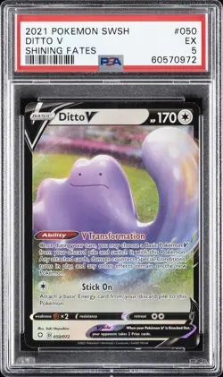 2021 POKEMON SWORD & SHIELD SHINING FATES #050 DITTO V PSA 5 - Image 1