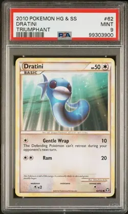 Pokemon - Dratini #62 - 2010 HGSS Triumphant - LOW POP - PSA 9 - Image 1